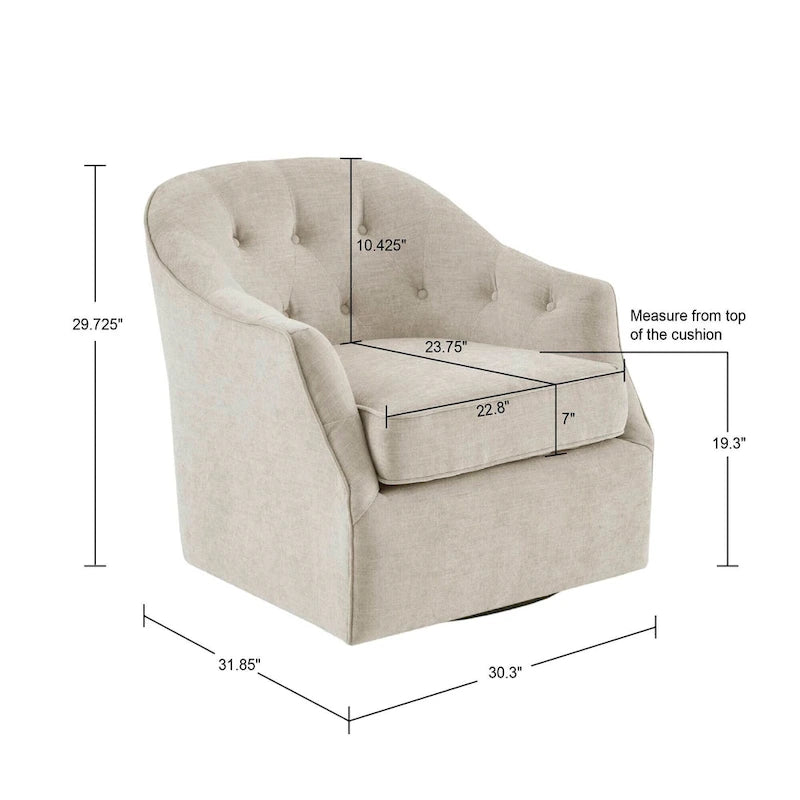 Fauteuil d'appoint pivotant à 360° avec dossier capitonné