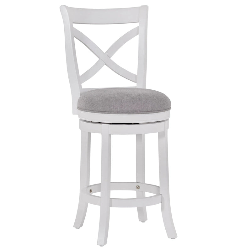 Tabouret de comptoir pivotant avec assise rembourrée et dossier en X