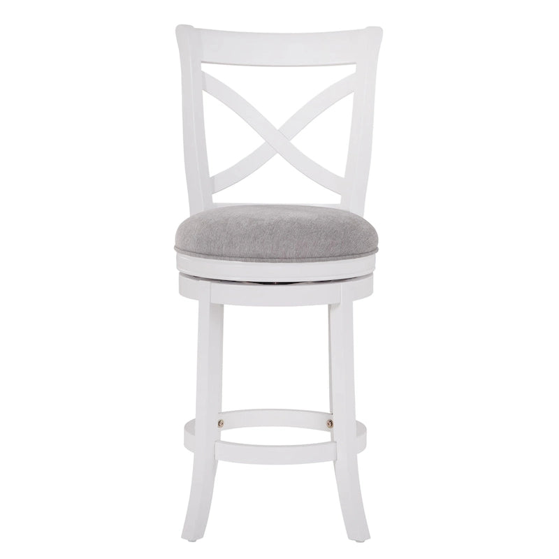 Tabouret de comptoir pivotant avec assise rembourrée et dossier en X