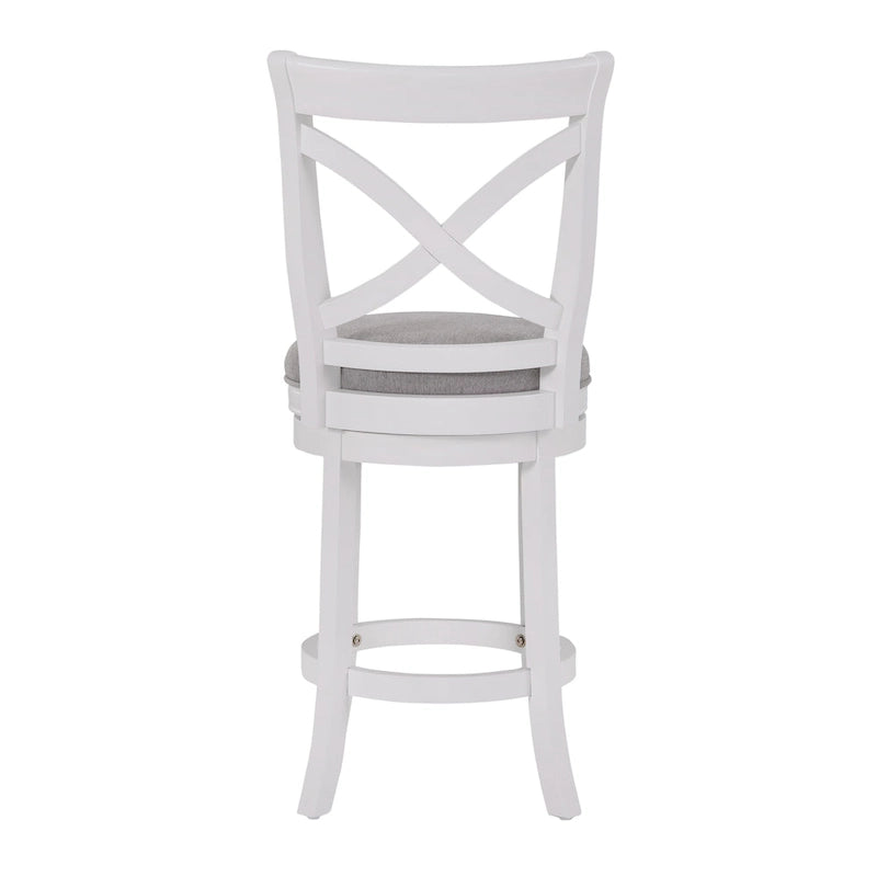 Tabouret de comptoir pivotant avec assise rembourrée et dossier en X