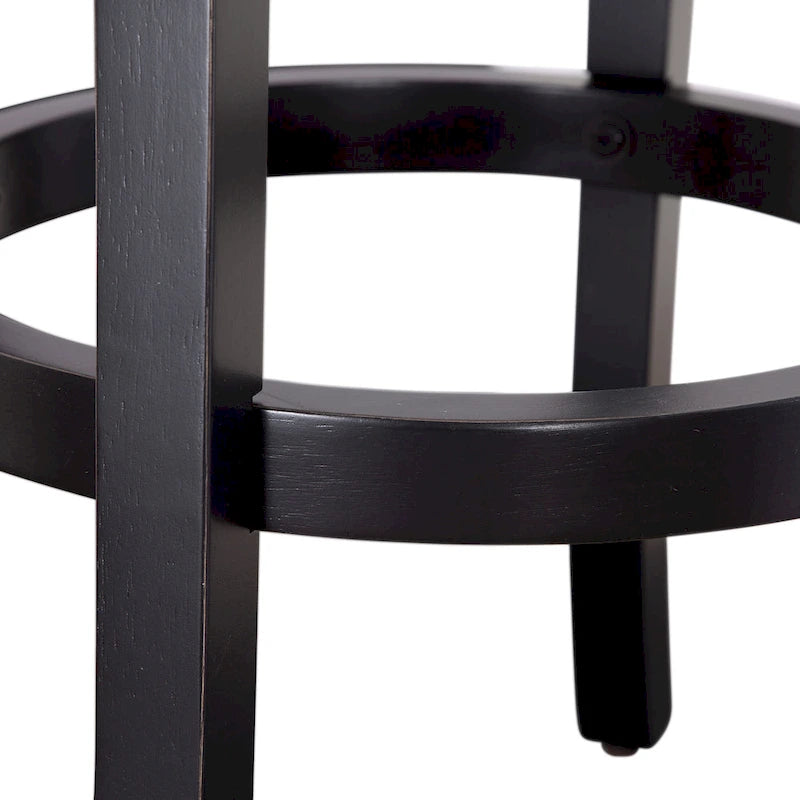 Tabouret de comptoir pivotant avec assise rembourrée et dossier en X