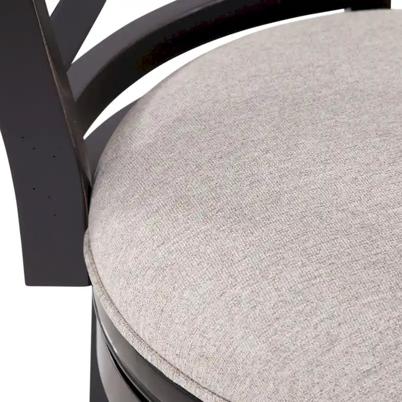 Tabouret de comptoir pivotant avec assise rembourrée et dossier en X