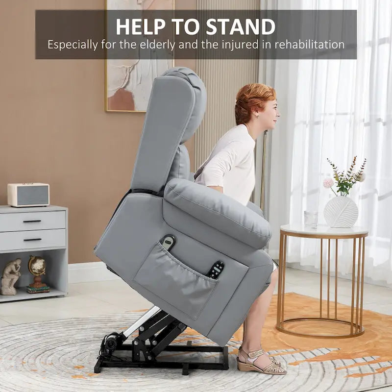 Fauteuil inclinable électrique avec fonction de levage, massage, chauffage et télécommande