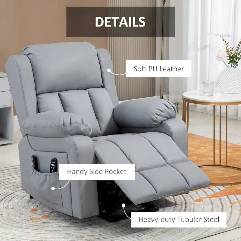 Fauteuil inclinable électrique avec fonction de levage, massage, chauffage et télécommande