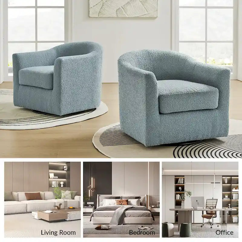 Fauteuil pivotant ergonomique moderne – Rembourré en tissu doux