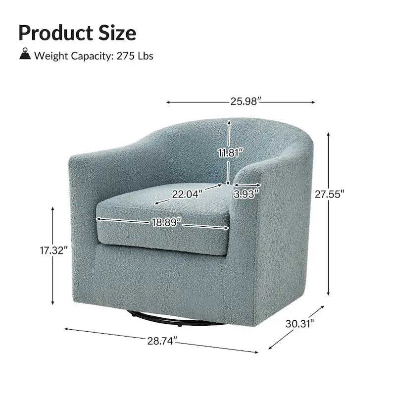 Fauteuil pivotant ergonomique moderne – Rembourré en tissu doux