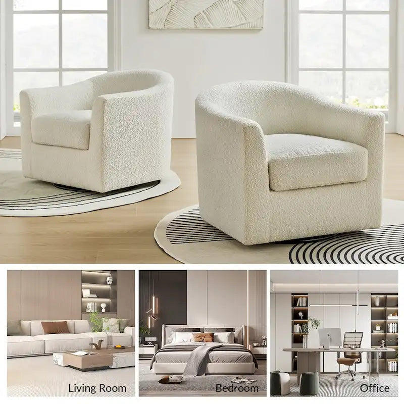 Fauteuil pivotant ergonomique moderne – Rembourré en tissu doux