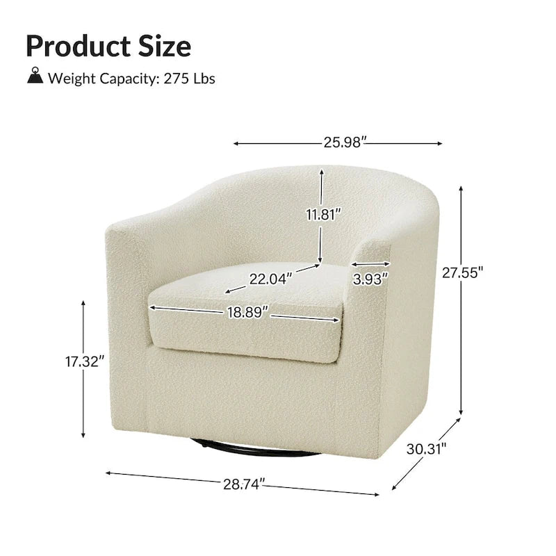 Fauteuil pivotant ergonomique moderne – Rembourré en tissu doux