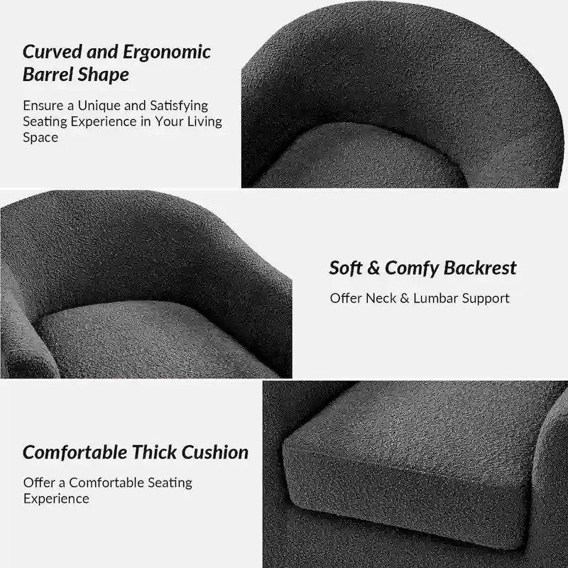 Fauteuil pivotant ergonomique moderne – Rembourré en tissu doux