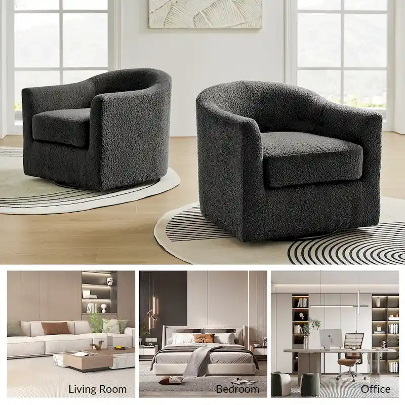 Fauteuil pivotant ergonomique moderne – Rembourré en tissu doux