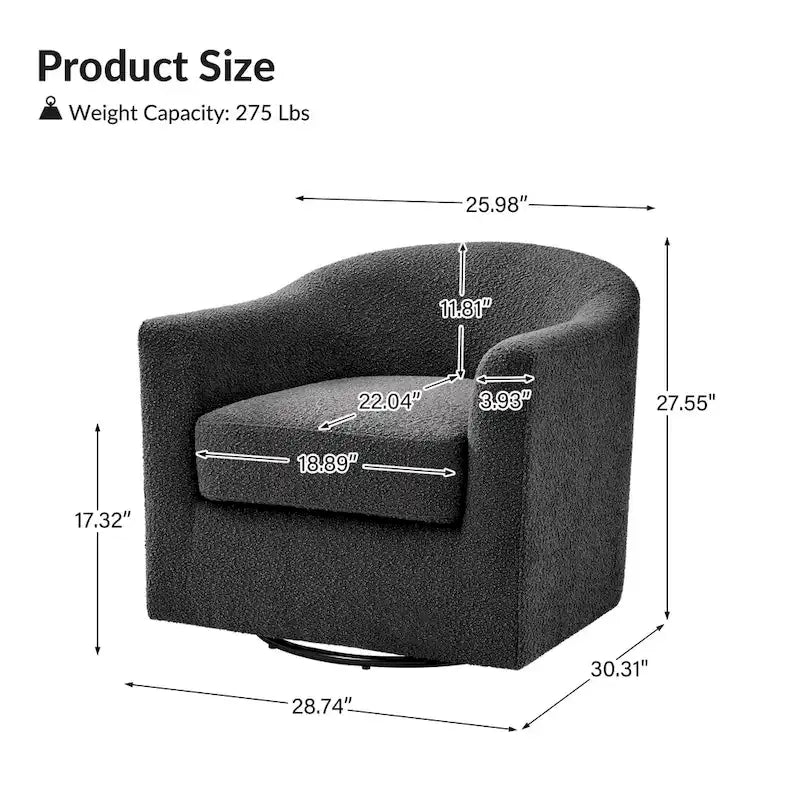 Fauteuil pivotant ergonomique moderne – Rembourré en tissu doux