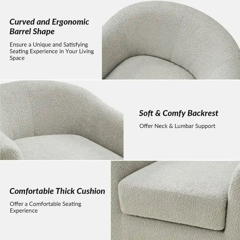 Fauteuil pivotant ergonomique moderne – Rembourré en tissu doux