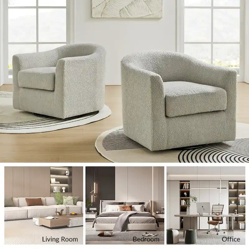 Fauteuil pivotant ergonomique moderne – Rembourré en tissu doux