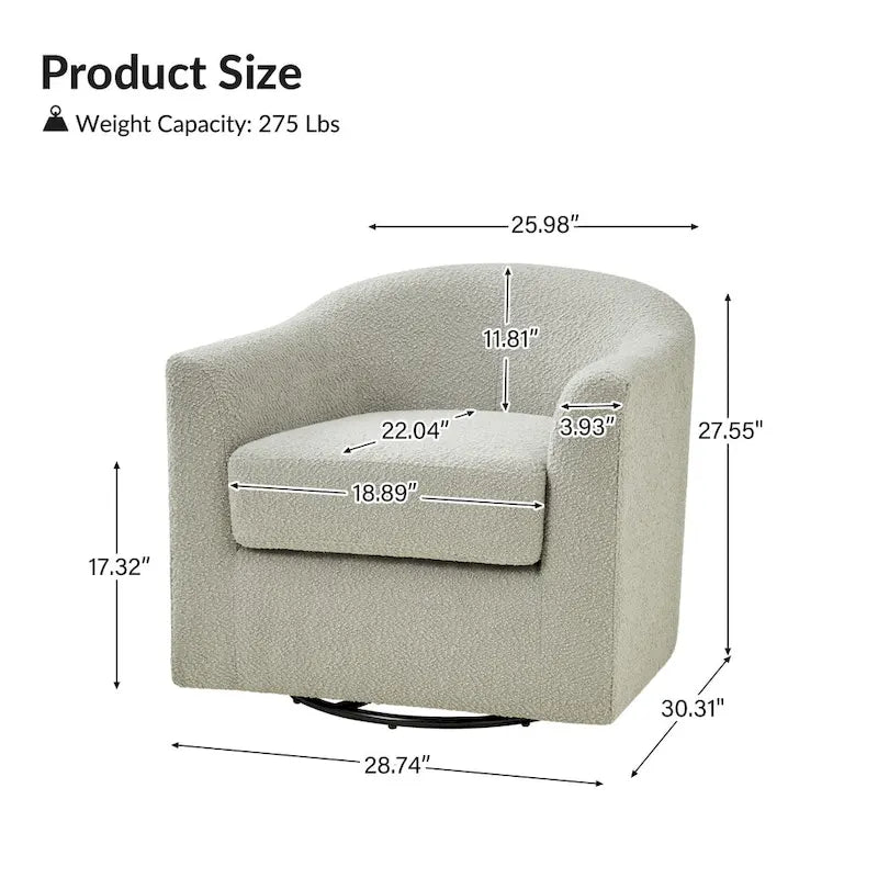 Fauteuil pivotant ergonomique moderne – Rembourré en tissu doux