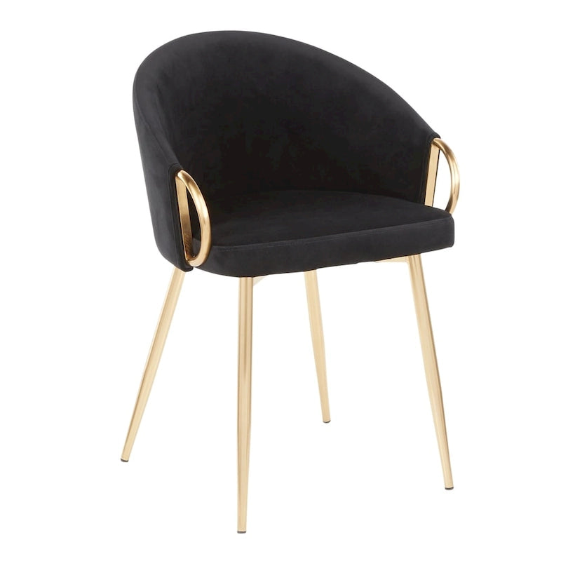 Chaise de salle à manger et d'appoint rembourrée avec pieds dorés – Velours ou similicuir
