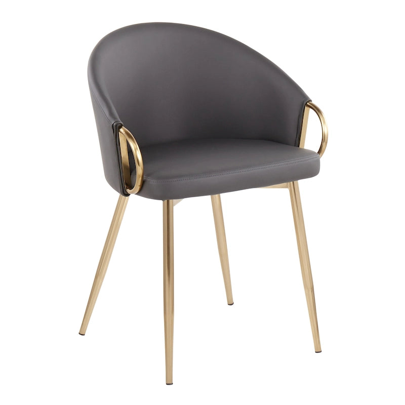 Chaise de salle à manger et d'appoint rembourrée avec pieds dorés – Velours ou similicuir