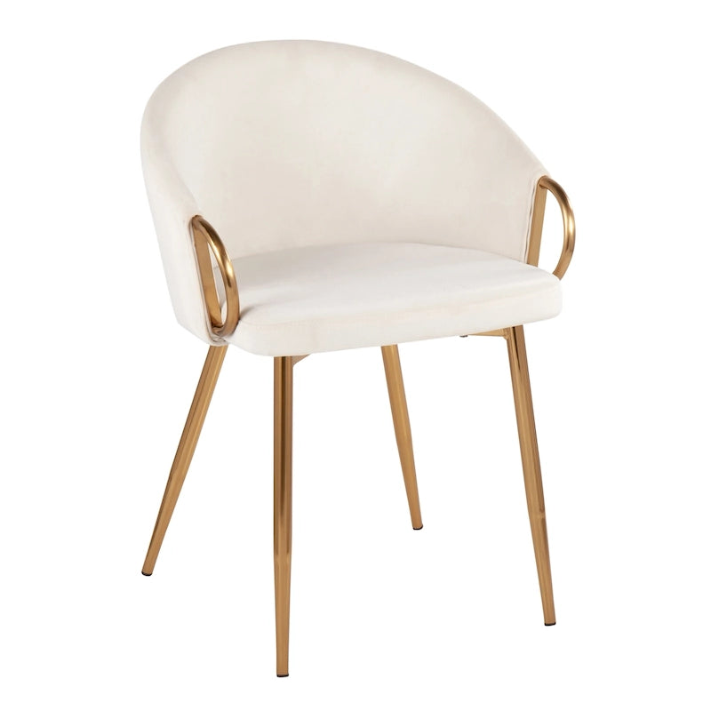 Chaise de salle à manger et d'appoint rembourrée avec pieds dorés – Velours ou similicuir
