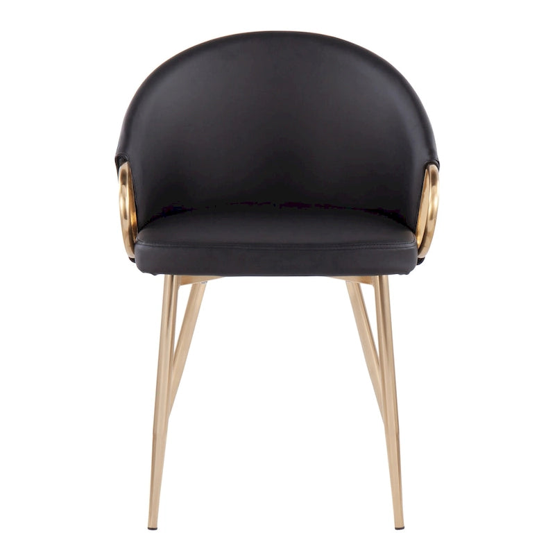 Chaise de salle à manger et d'appoint rembourrée avec pieds dorés – Velours ou similicuir