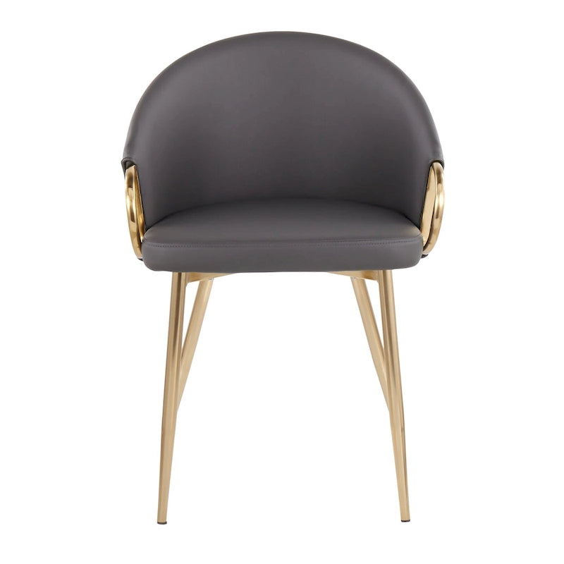 Chaise de salle à manger et d'appoint rembourrée avec pieds dorés – Velours ou similicuir