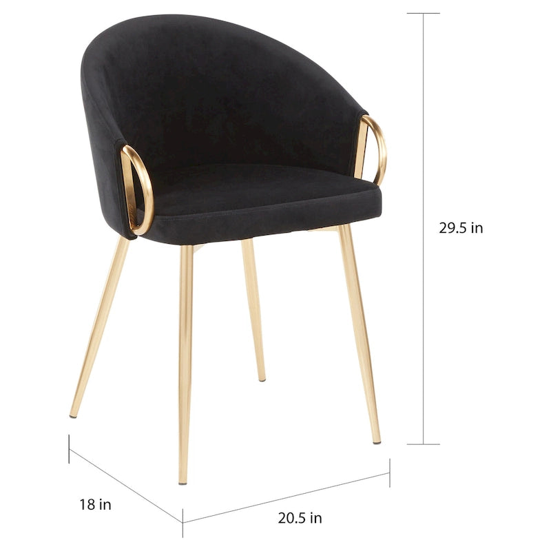Chaise de salle à manger et d'appoint rembourrée avec pieds dorés – Velours ou similicuir
