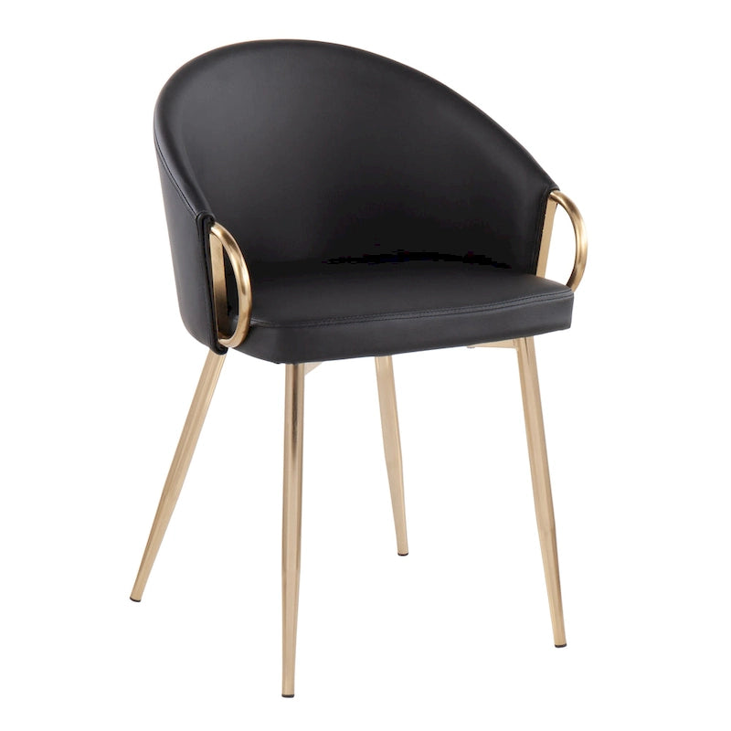 Chaise de salle à manger et d'appoint rembourrée avec pieds dorés – Velours ou similicuir