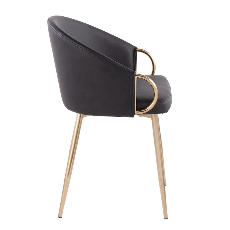 Chaise de salle à manger et d'appoint rembourrée avec pieds dorés – Velours ou similicuir
