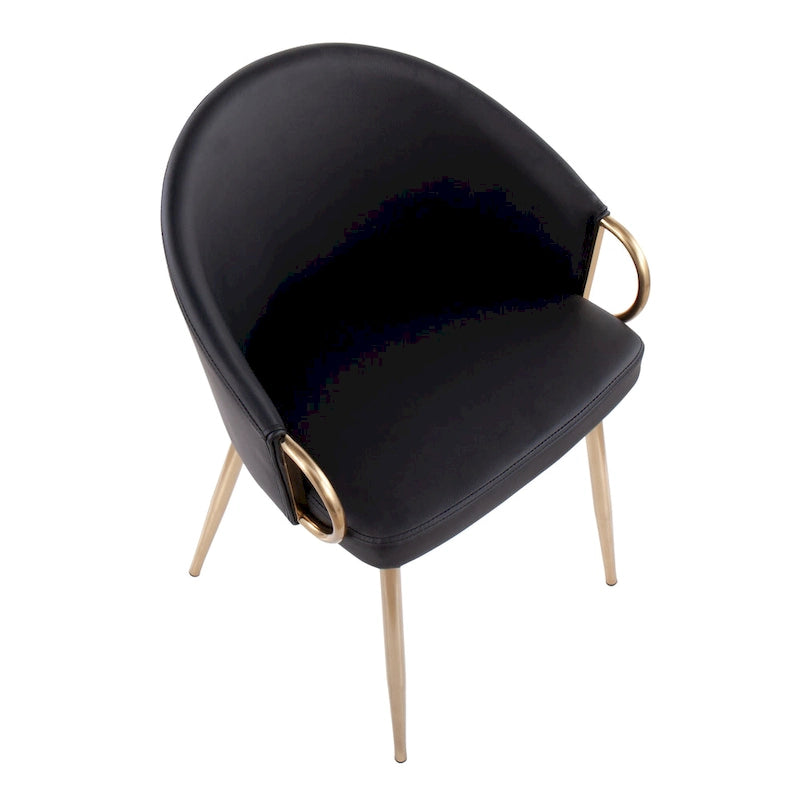 Chaise de salle à manger et d'appoint rembourrée avec pieds dorés – Velours ou similicuir