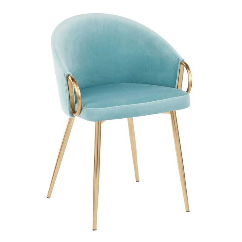 Chaise de salle à manger et d'appoint rembourrée avec pieds dorés – Velours ou similicuir