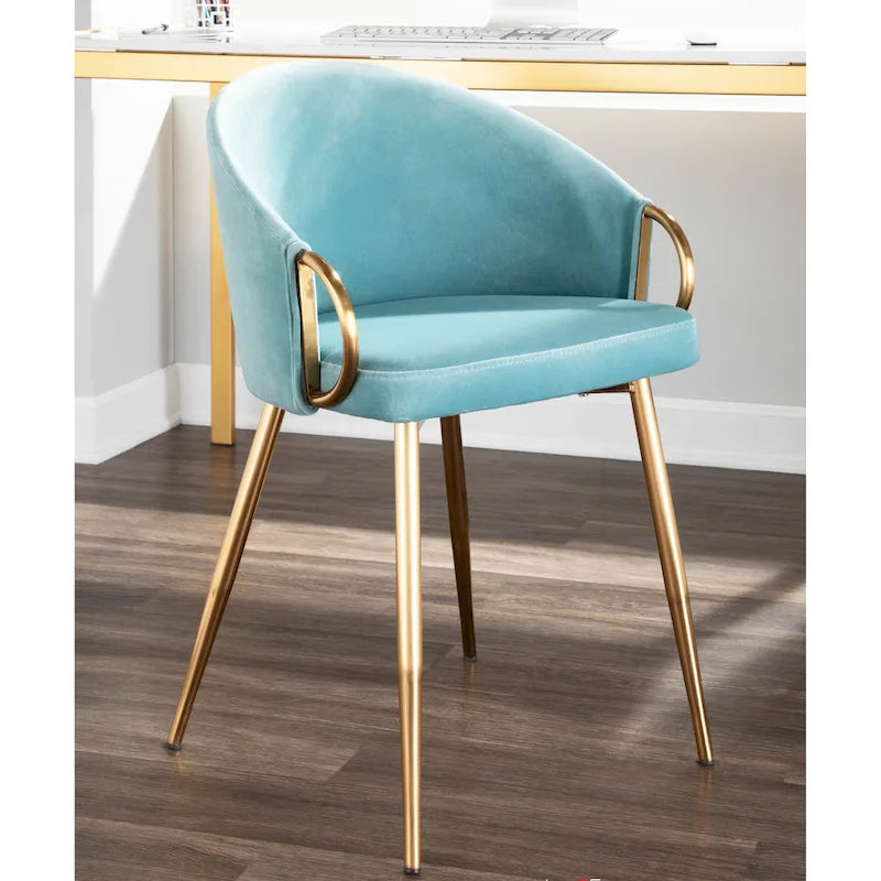 Chaise de salle à manger et d'appoint rembourrée avec pieds dorés – Velours ou similicuir