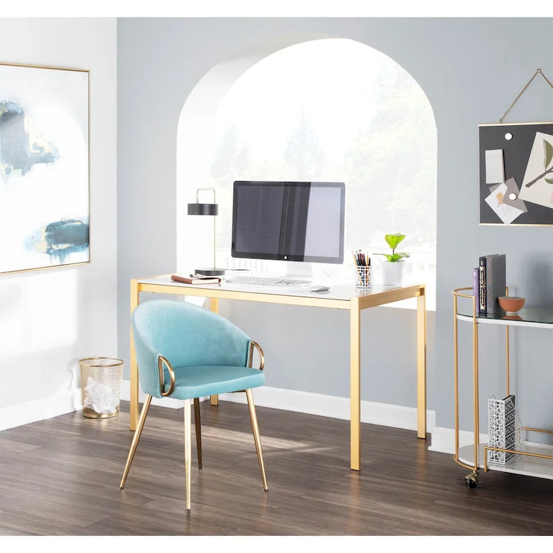 Chaise de salle à manger et d'appoint rembourrée avec pieds dorés – Velours ou similicuir