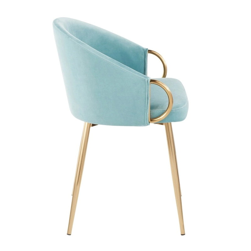 Chaise de salle à manger et d'appoint rembourrée avec pieds dorés – Velours ou similicuir