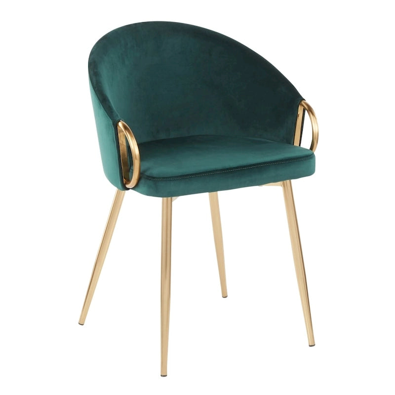 Chaise de salle à manger et d'appoint rembourrée avec pieds dorés – Velours ou similicuir