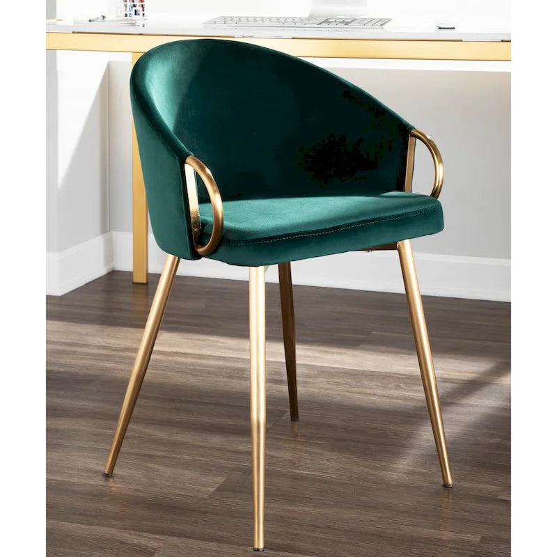 Chaise de salle à manger et d'appoint rembourrée avec pieds dorés – Velours ou similicuir