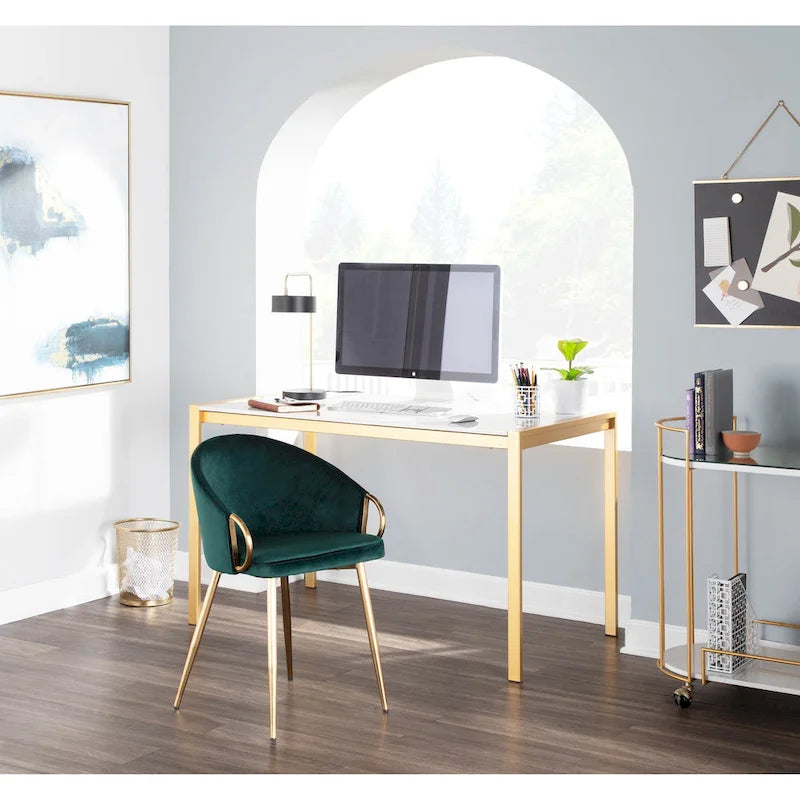 Chaise de salle à manger et d'appoint rembourrée avec pieds dorés – Velours ou similicuir