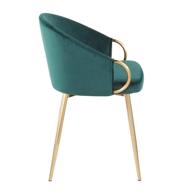 Chaise de salle à manger et d'appoint rembourrée avec pieds dorés – Velours ou similicuir
