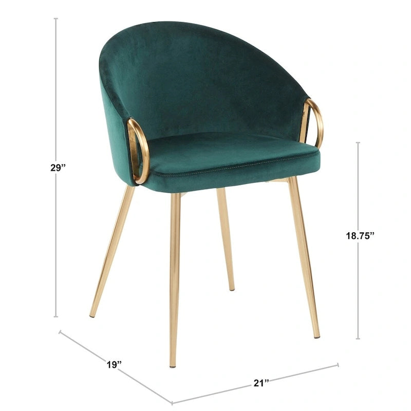 Chaise de salle à manger et d'appoint rembourrée avec pieds dorés – Velours ou similicuir
