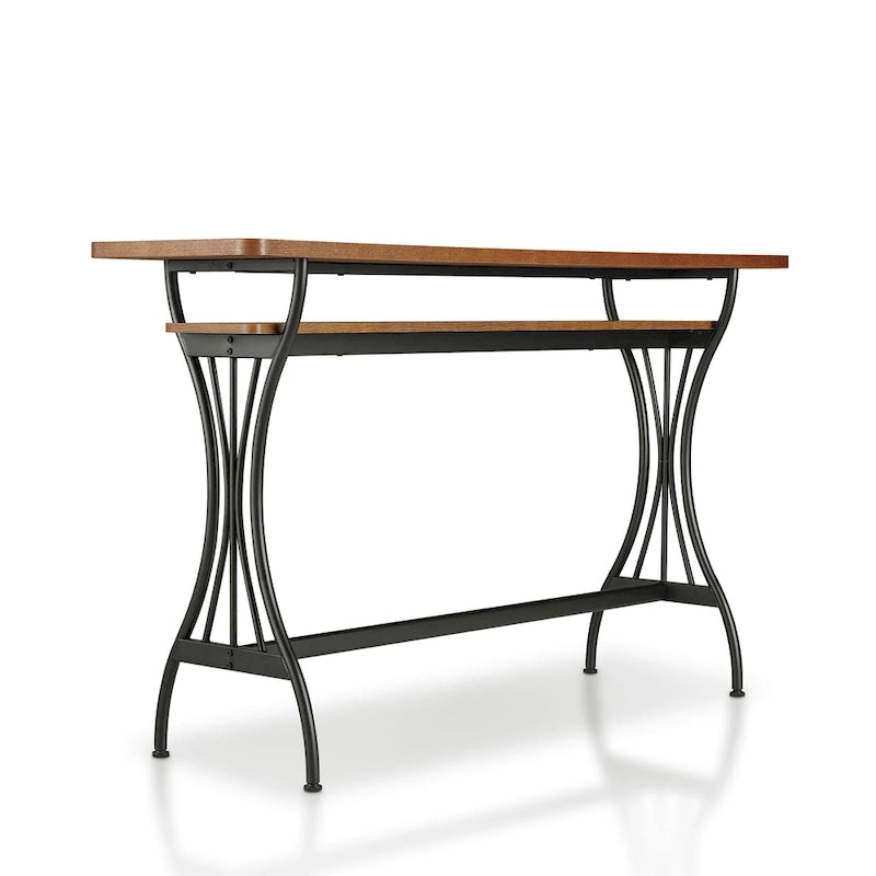 Table de bar industrielle de 152 cm avec cadre métallique et étagère en bois