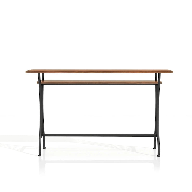 Table de bar industrielle de 152 cm avec cadre métallique et étagère en bois
