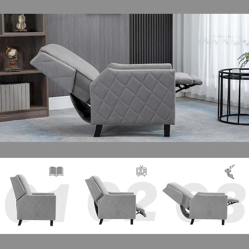 Fauteuil inclinable à dossier poussé avec oreilles – Rembourré en lin avec inclinaison réglable