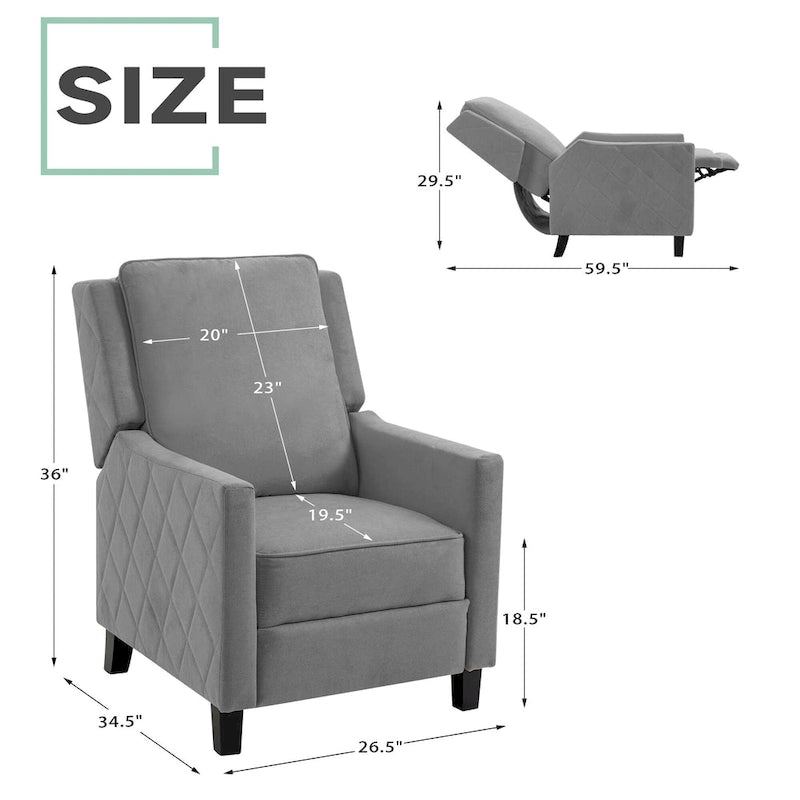 Fauteuil inclinable à dossier poussé avec oreilles – Rembourré en lin avec inclinaison réglable