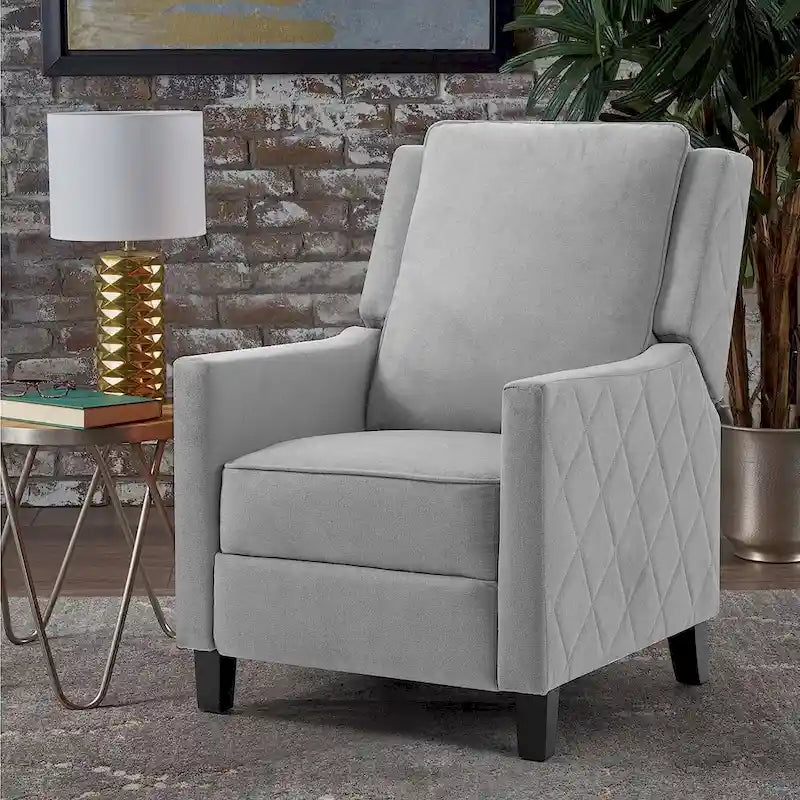 Fauteuil inclinable à dossier poussé avec oreilles – Rembourré en lin avec inclinaison réglable