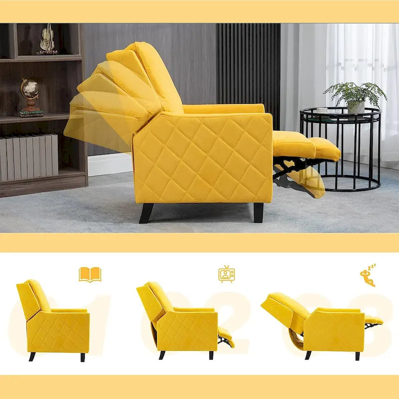 Fauteuil inclinable à dossier poussé avec oreilles – Rembourré en lin avec inclinaison réglable