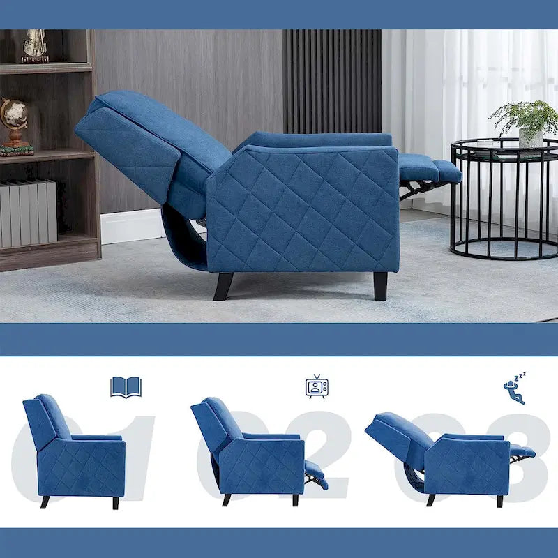 Fauteuil inclinable à dossier poussé avec oreilles – Rembourré en lin avec inclinaison réglable