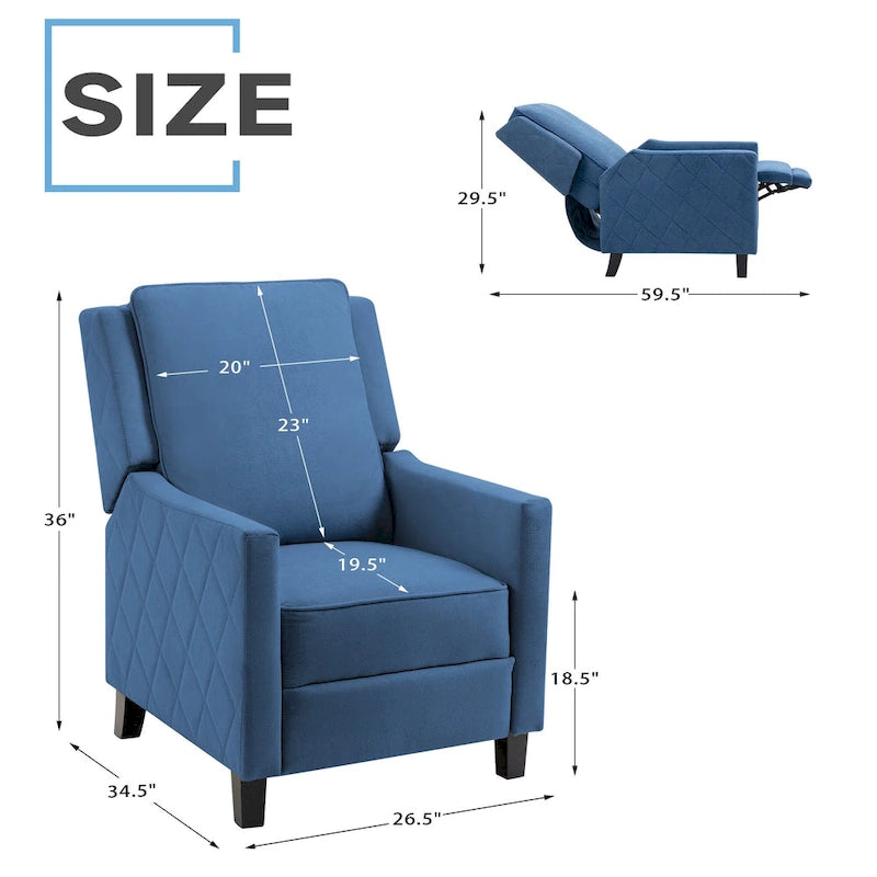Fauteuil inclinable à dossier poussé avec oreilles – Rembourré en lin avec inclinaison réglable