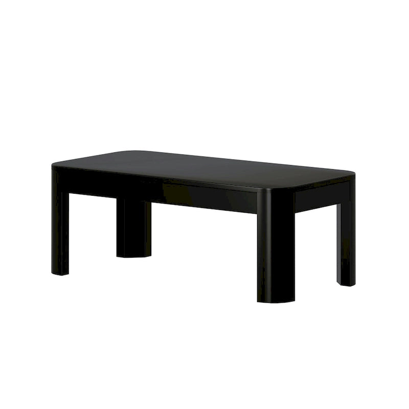 Table basse rectangulaire en pin massif à bords arrondis