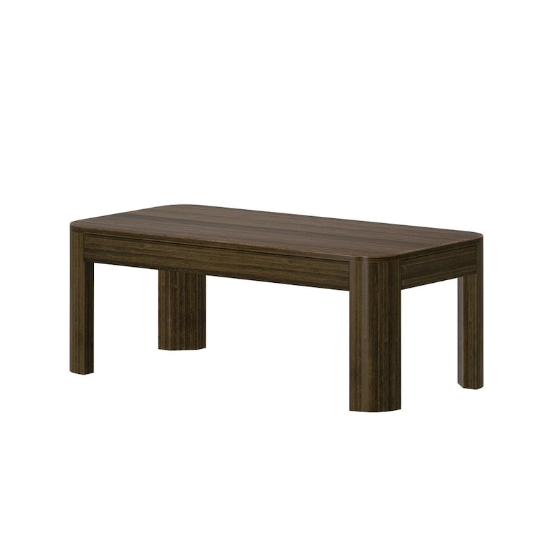 Table basse rectangulaire en pin massif à bords arrondis