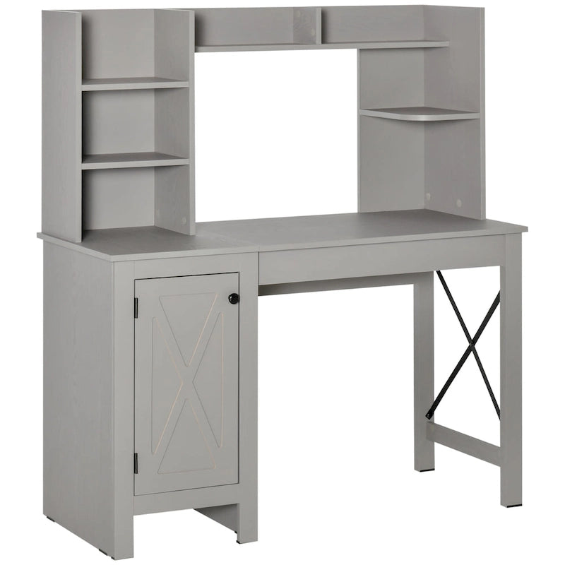 HOMCOM Farmhouse Computer Desk with Hutch and Cabinet, Home office Desk with Storage, for Study