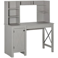 HOMCOM Farmhouse Computer Desk with Hutch and Cabinet, Home office Desk with Storage, for Study