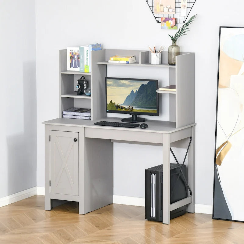 Bureau d'ordinateur de ferme avec étagères et armoire de rangement