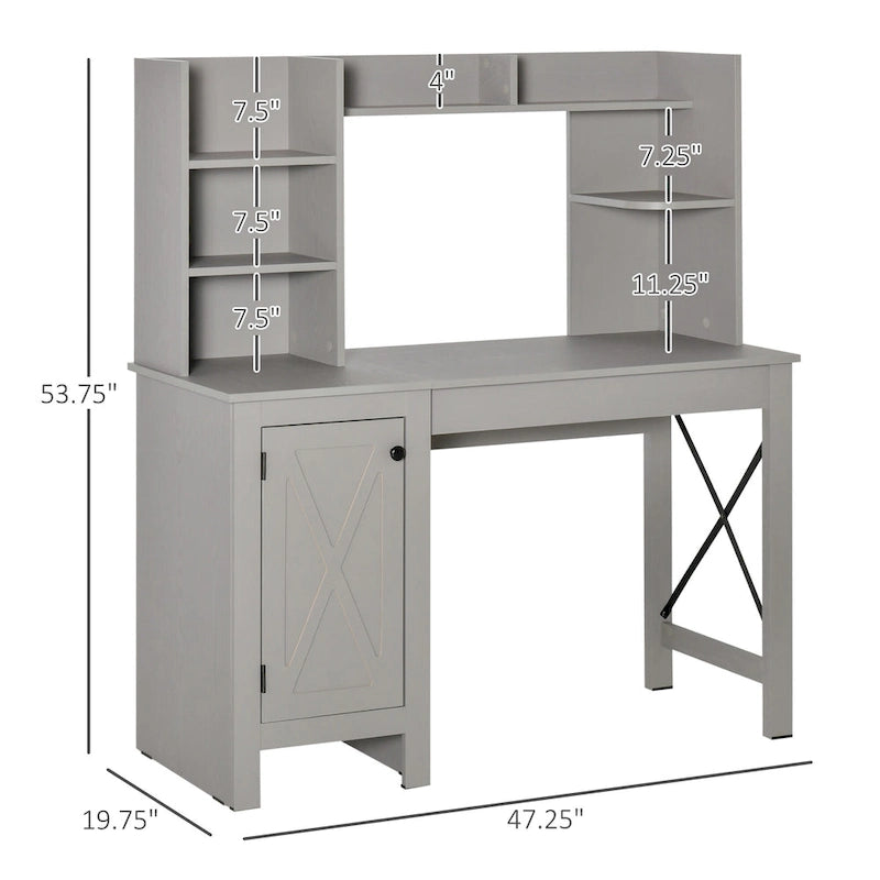 Bureau d'ordinateur de ferme avec étagères et armoire de rangement